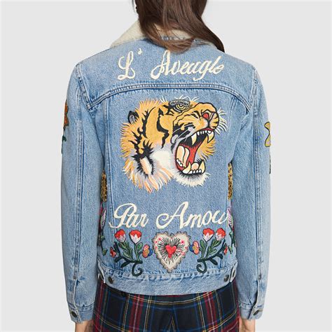 gucci denim womens|gucci jean jacket women.